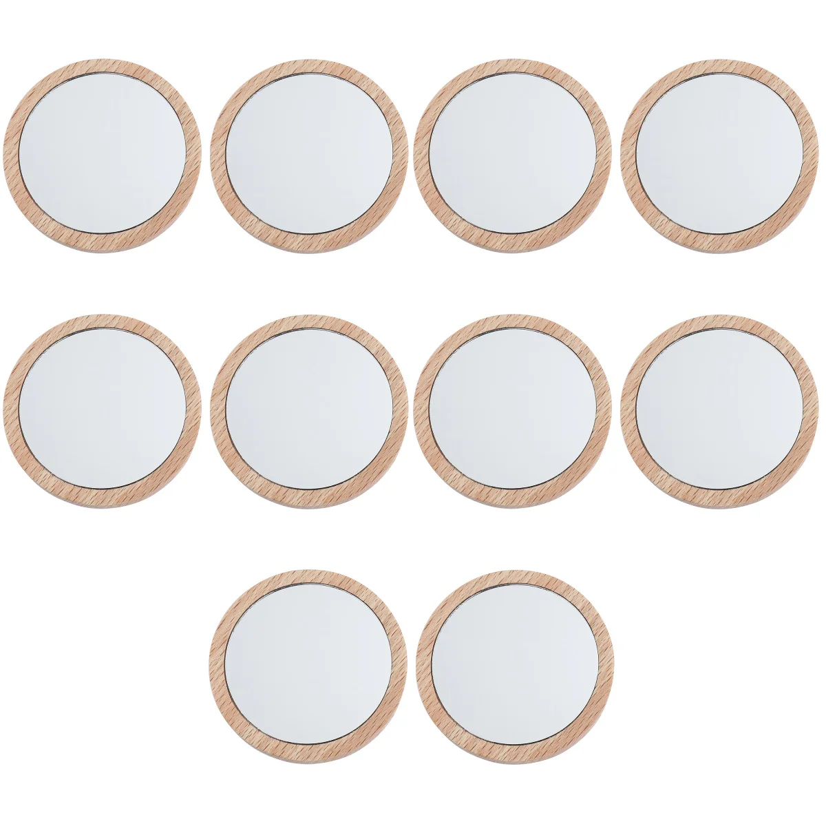 

10 шт., портативные круглые деревянные мини-зеркала для макияжа