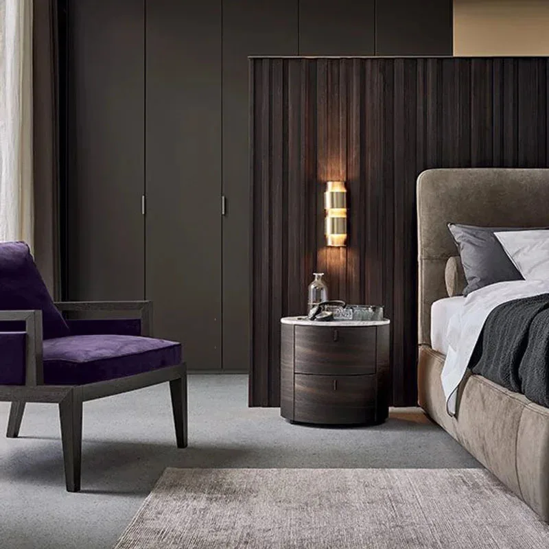 Современный минималистичный отель небольшая прикроватная тумбочка деревянный