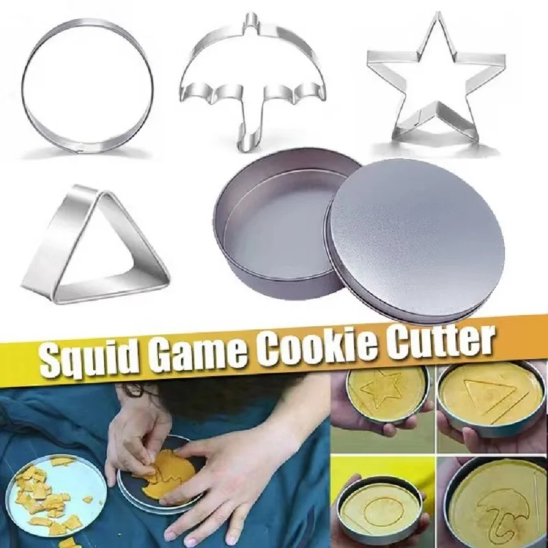 Korean Teleplay Squid Game Peripheral Cake Making Tool Set Mold With Box Creative Gift Bbopki Ppopgi Dalgona