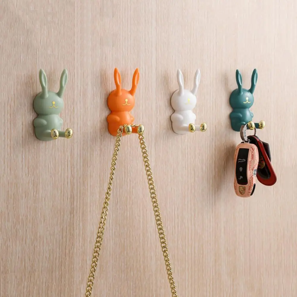 

Cute Seamless Self-adhesive Bathroom Accessories Rabbit Non-marking Punch Free Towel Hanger Hook Cup Hanger Wall Hook