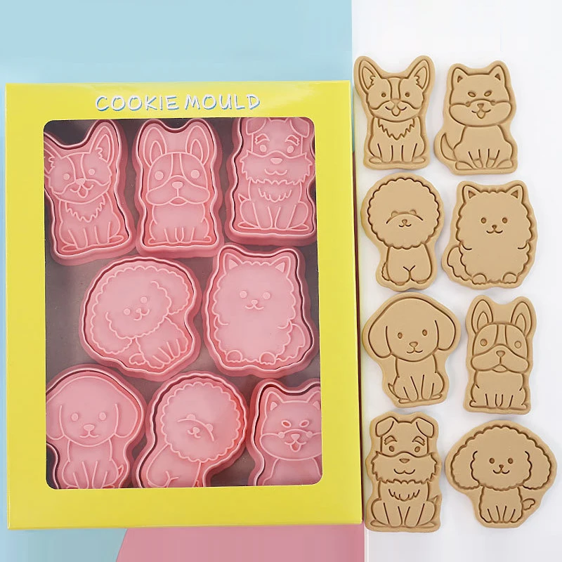 8 шт./компл. формочки для печенья в форме собаки пластиковые 3D мультяшные