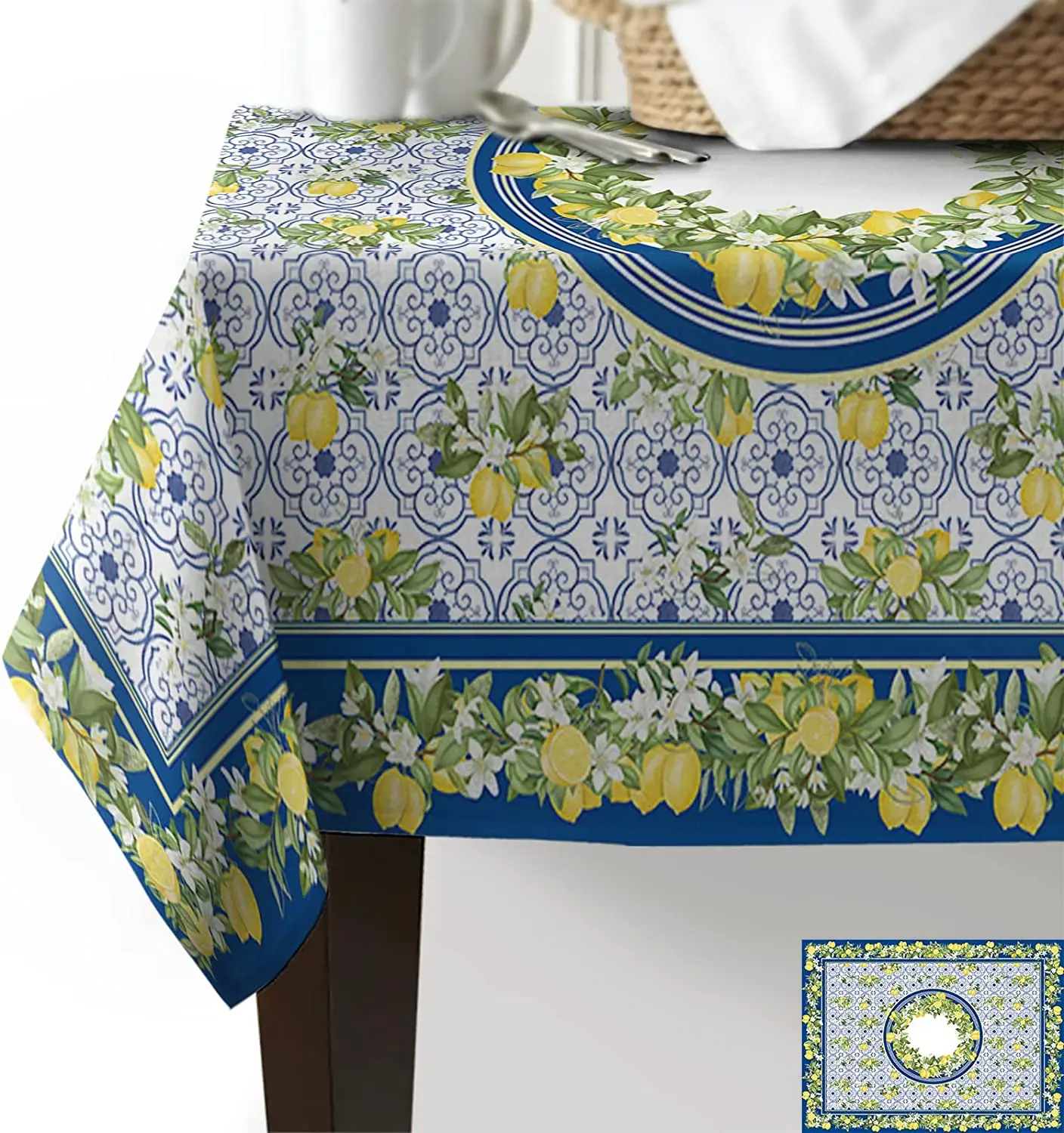 

Summer Lemon Leaves Vintage Pattern Tablecloth Rustic Durable Table Decor Accessories Rectangular Dining Wedding Decor Mantel