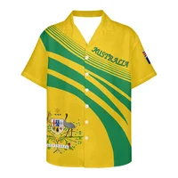 Australian Flag Kangaroo Yellow Green Design Men's Clothing 3D Hawaiian Shirt  Fashion Shirts Single-breasted Shirt For Men Tops