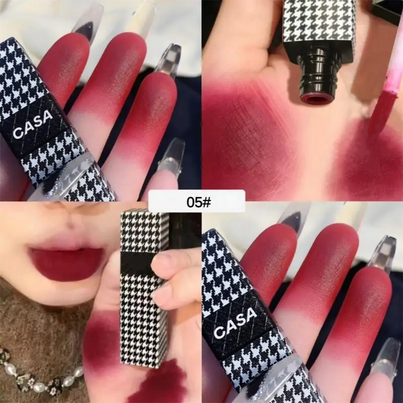 

Thousand Bird Checker Retro Lip Glaze 6 Colors Rose Bean Paste Matte Mist Face Non Fading Moisturizing Lip Mud Lipstick Makeup