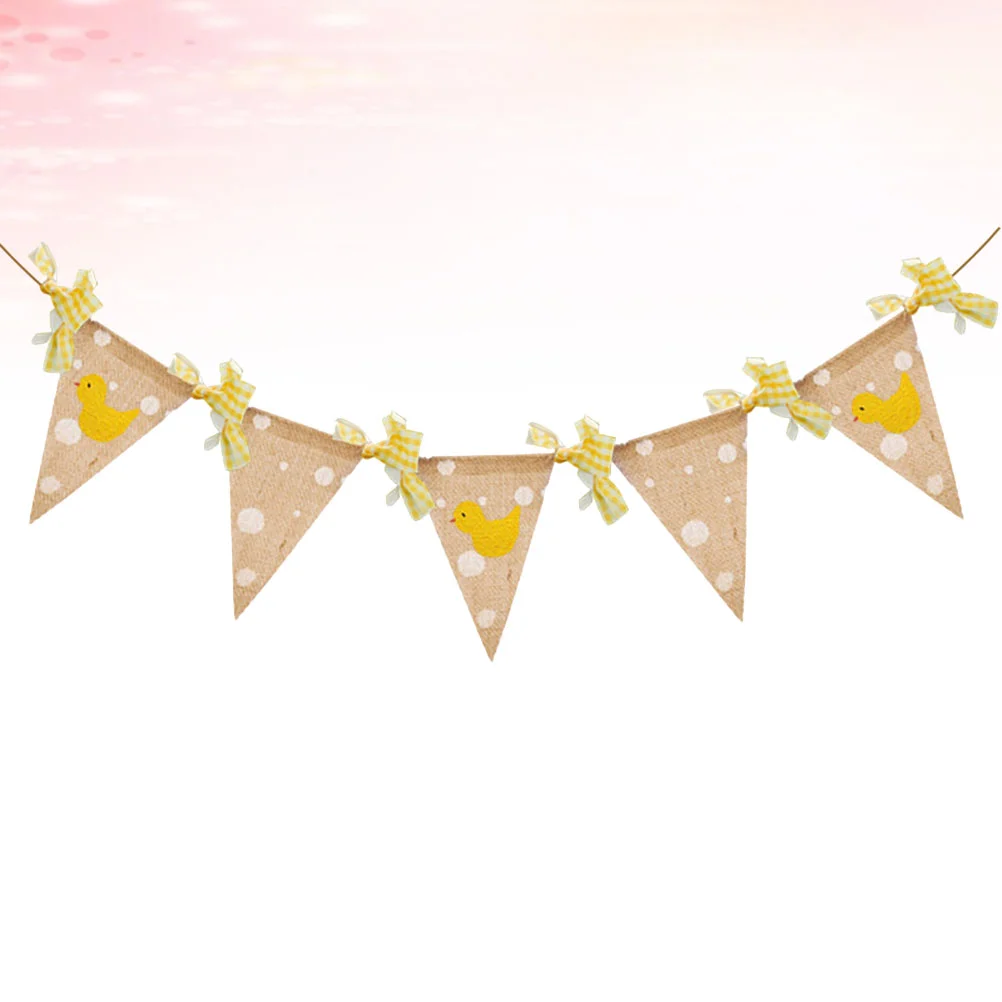 

Burlap Wreath Duck Banner Decorated Garland Linen Banner Kids Infant Bunting First Birthday Decorations Animal
