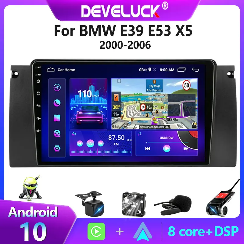 2 din android 10 car radio for bmw 5 e39 e53 x5 1995 2001 2002 2003 2004 2005 2006 multimedia video player navigation gps stereo free global shipping