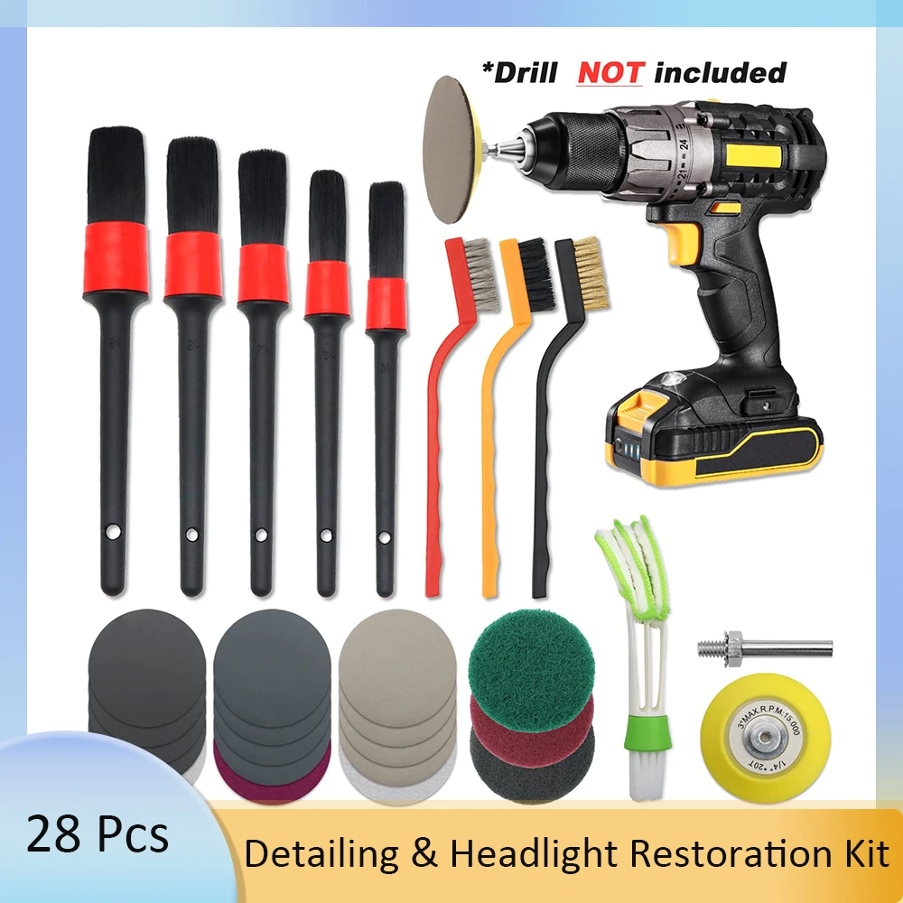 

Car Headlight Restoration Kit Headlight Lens Restore Cleaner Renewer Polishing Kit 3 Inch Wet Dry Sanding Disc Scouring Pads