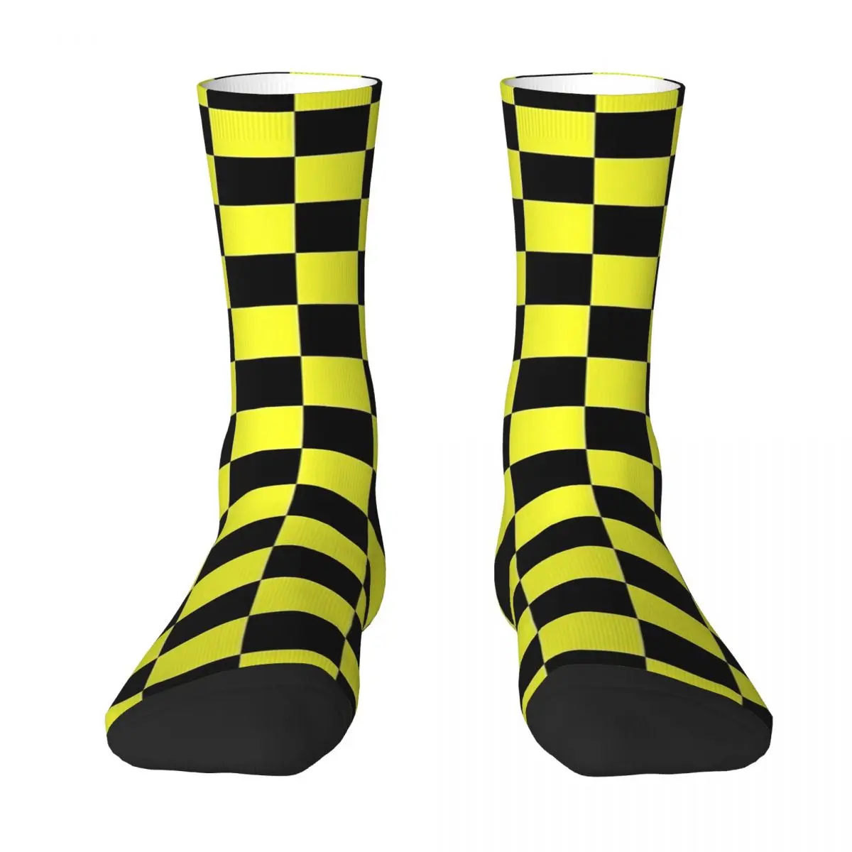 Black And Yellow Checked Adult Socks,Unisex socks,men Socks women Socks