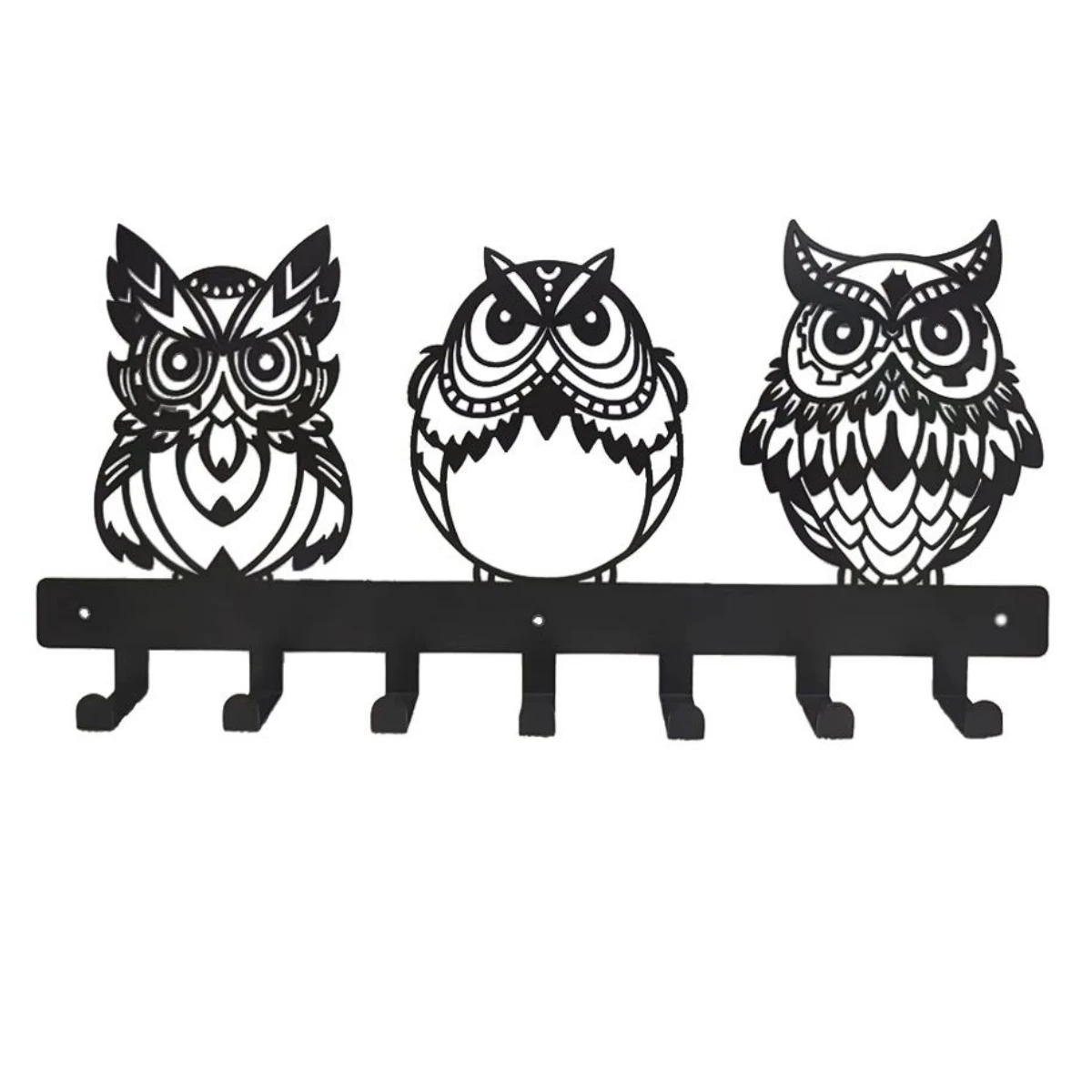 

Metal Key Holder for Wall Decorative 3 Owls Key Hanger with 7 Hooks for Entryway Doorway Hallway Office Organization Bedroom