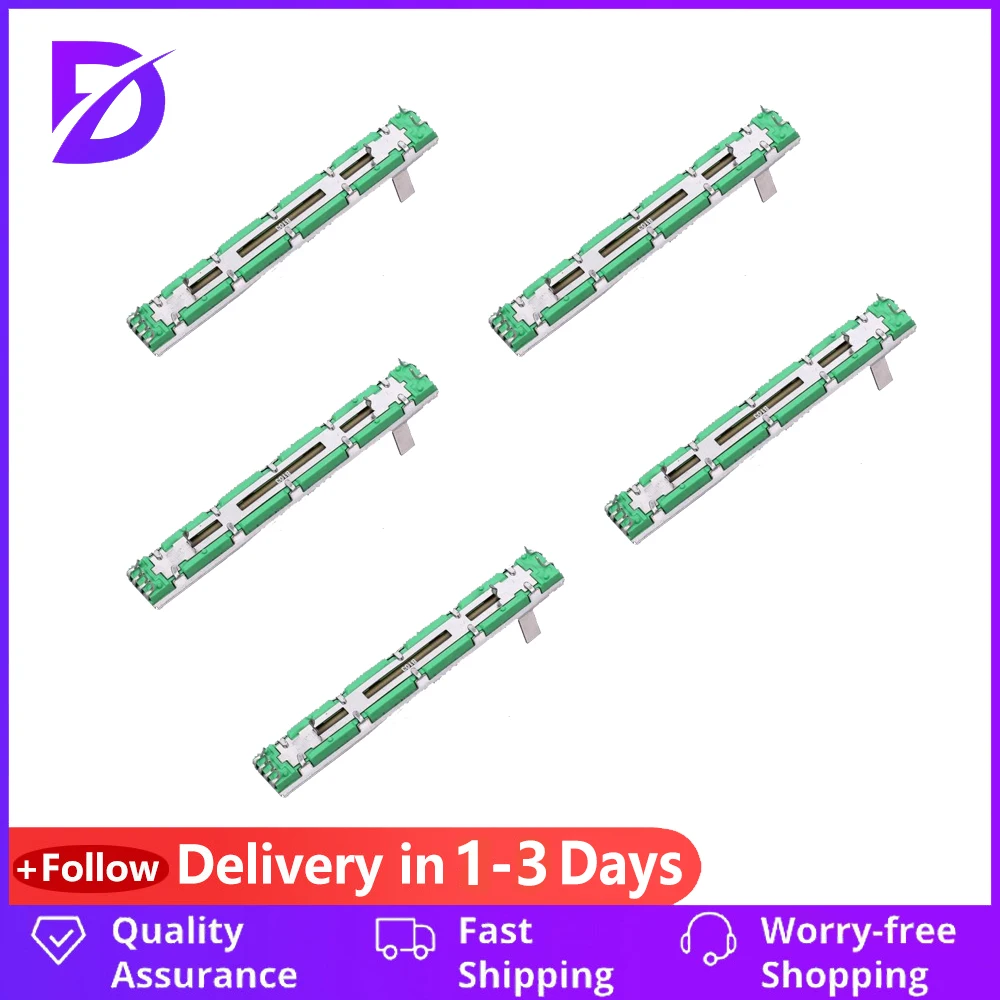 

5PCS Straight Slide Liner Potentiometer Mixer Fader Variable Resistors B103 10K Ohm 75mm Dual Channel Fader for Dimming Tuning