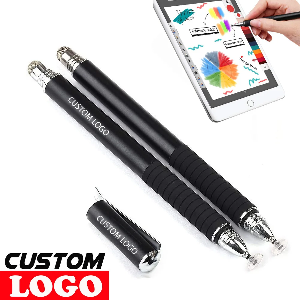 

2 In 1 Universal Fiber Stylus Discs Capacitive Pen For All Touch Screens Cell Phone Tablets Laptops Free Custom Logo Advertising