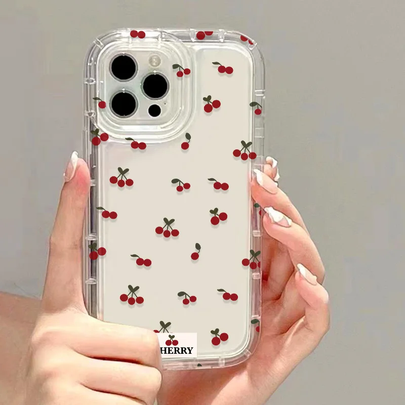 Корейский милый чехол для телефона с вишневым бантом для iPhone 16, 17, 11, 13, 15, 12, 14 Pro Max 17 Air 16E XR 7 8 Plus SE, прозрачный мягкий чехол Funda (art.: 3920d1c79337f) - 3920d1c79337f