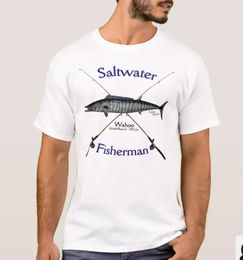 

Wahoo Saltwater Fishing Fisherman Angler Gift T-Shirt. Summer Cotton Short Sleeve O-Neck Mens T Shirt New S-3XL