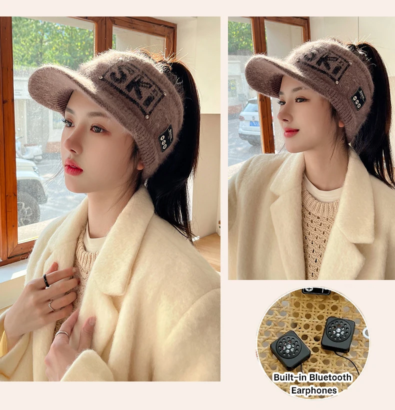 

Bluetooth Sport Earphone Cap Wireless Headphones Winter Hands-free Call Music Knitted Baseball Hat Earbuds For All Smart Phones