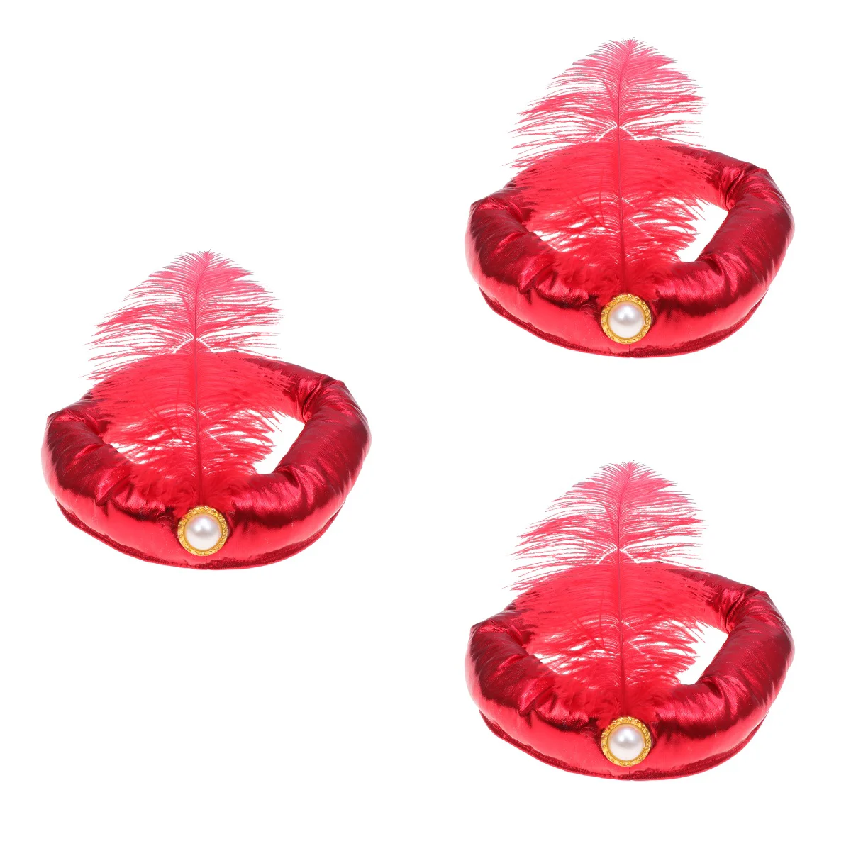 

3 PCS Plume Hats Arabian Prince Nativity Set Kids Kings Sultan Headpiece Boy Costumes Golden Accessories Turban