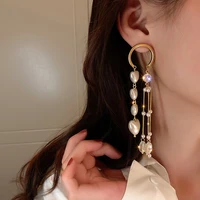 new long crystal love baroque pearl diamond tassel earrings for women korean fashion earring daily birthday party jewelry gifts