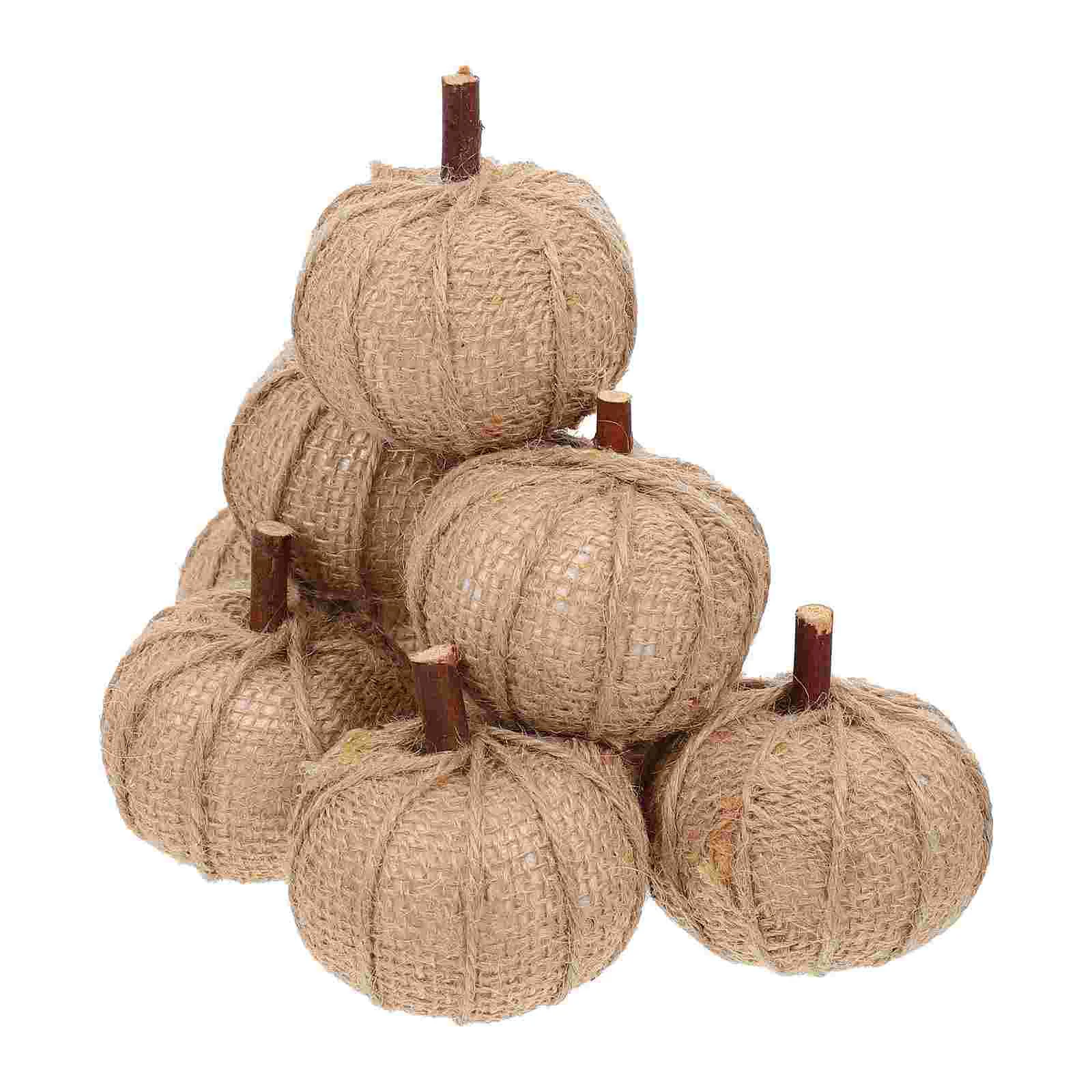 

8 Pcs Cabinet Decor Grid Pumpkin Decorations Halloween Ornament Farmhouse Models Creative Craft Lattice Simulation