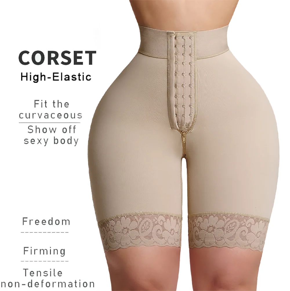 Fajas Colombianas Women High Waist Fake Ass Stretch Shorts Tummy Control Belly Sheath Waist Trainer Reductive Slimming Pants