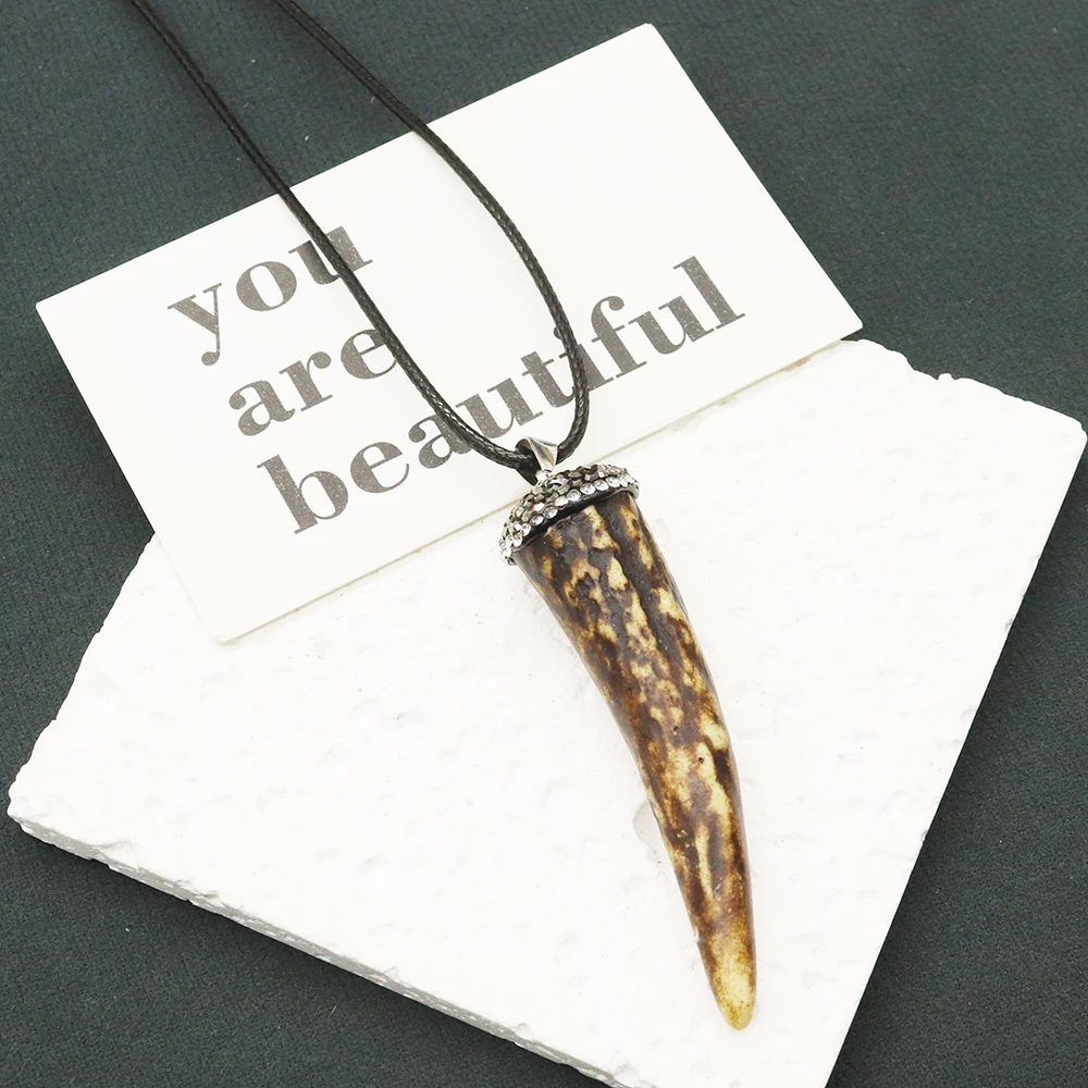 Винтажное ожерелье с подвеской в виде рога быка для мужчин модные ювелирные