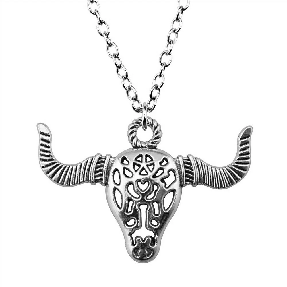 Ожерелье с кулоном Ngau Tau, размер 50x34 мм, двух цветов для мужчин и женщин, с длинной цепочкой, аксессуары ювелирные, метод дропшиппинг.