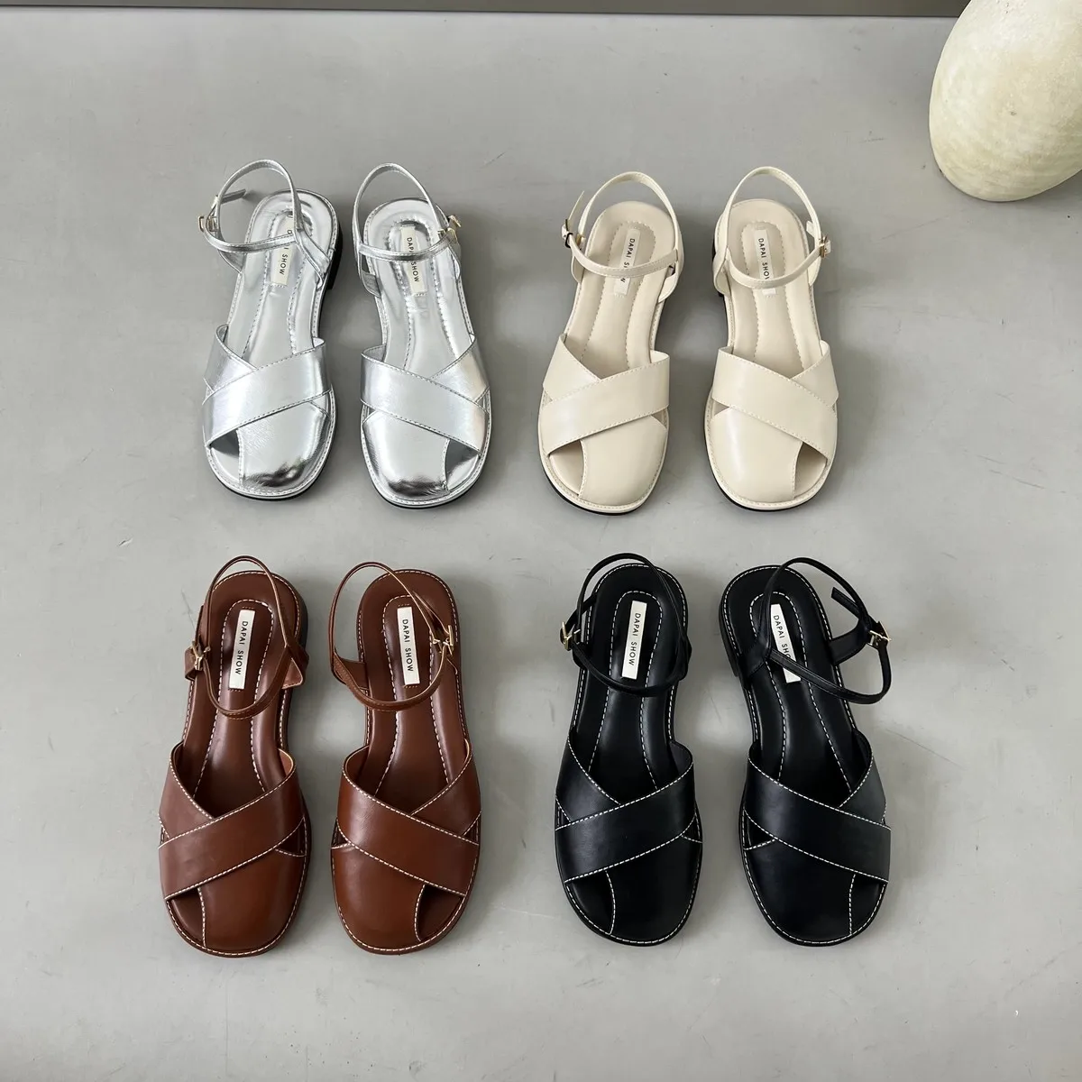 

Bailamos Women Sandals 2022 Summer Fashion Weave Flats Female Retro Shoes Casual Outside Gladiator Sandals Flats Beach Shoes Muj