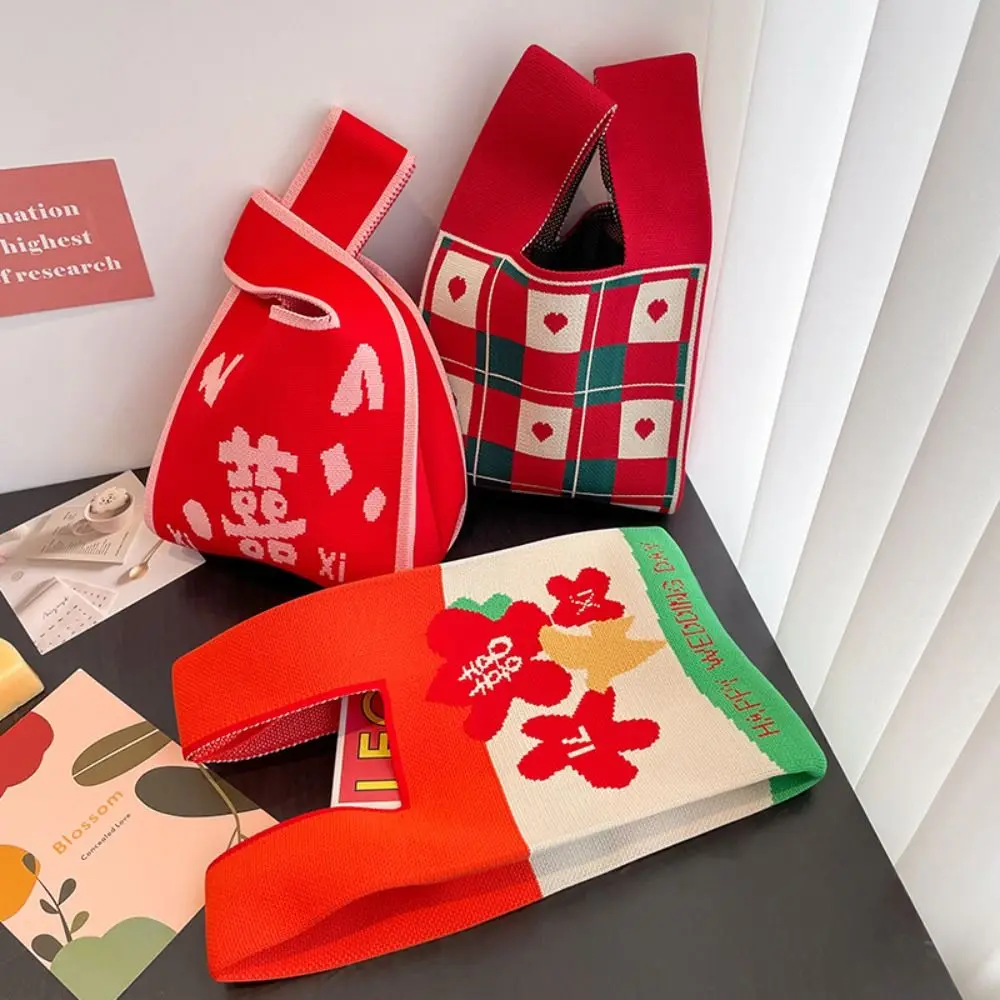 

Сумка для хранения в этническом стиле, Мультяшные сумки для продуктов, сумка на плечо с цветами, женская сумка, ручная сумка, вязаная сумка с цветами