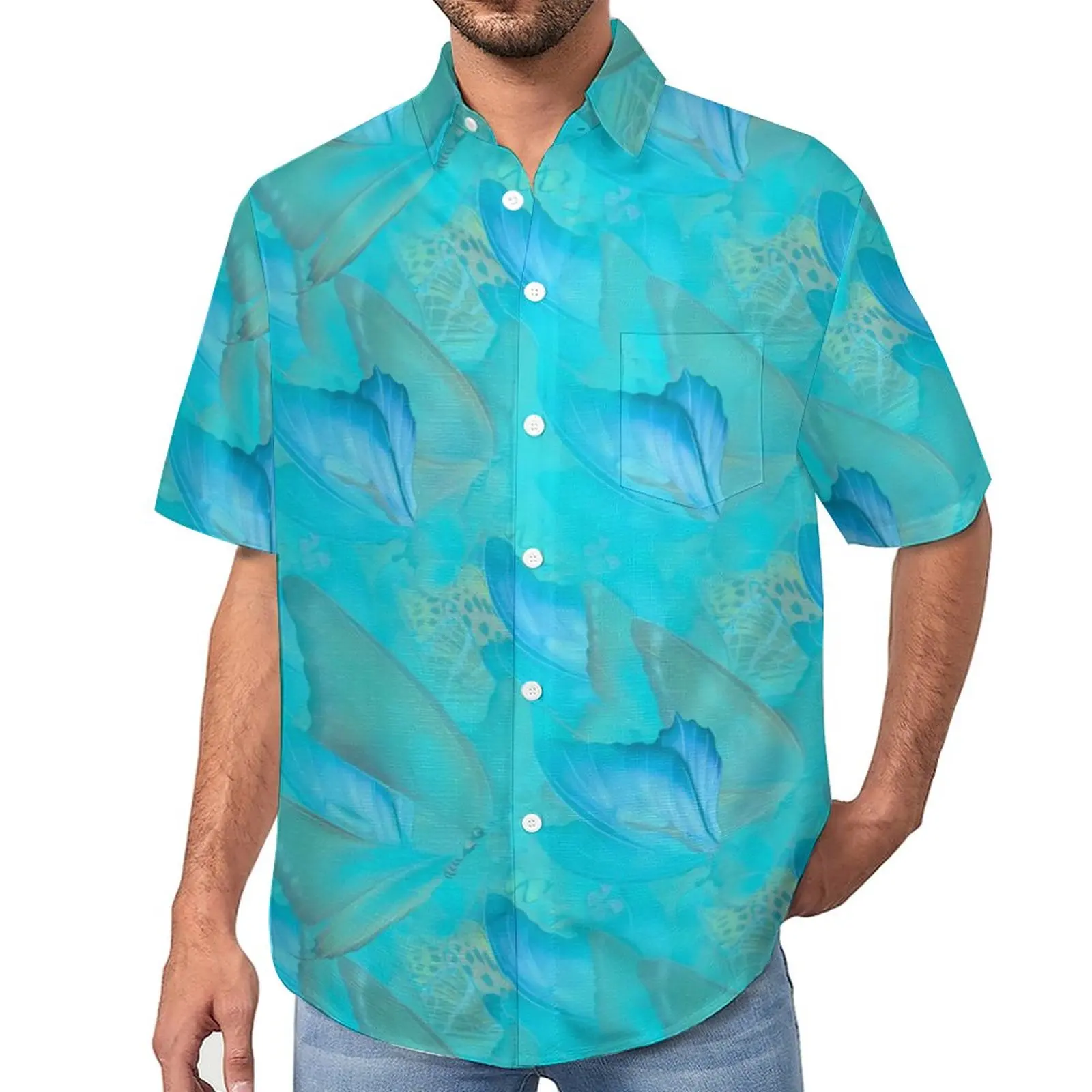 

Abstract Butterfly Casual Shirts Moving Animal Beach Shirt Hawaiian Vintage Blouses Man Custom Plus Size
