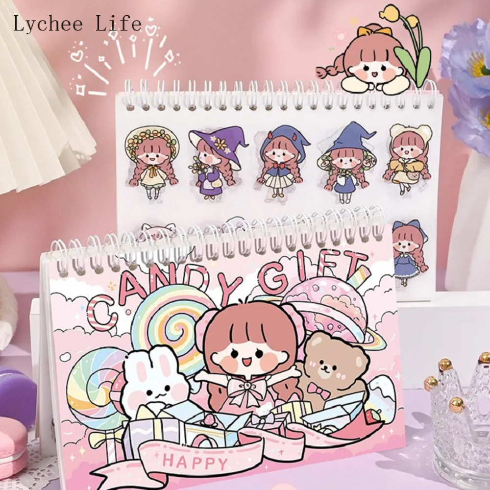 

Lychee Life, 50 шт., красочные наклейки в стиле Энди, стикеры из серии «сделай сам», милая мультяшная девушка, украшения для журнала, канцелярские н...