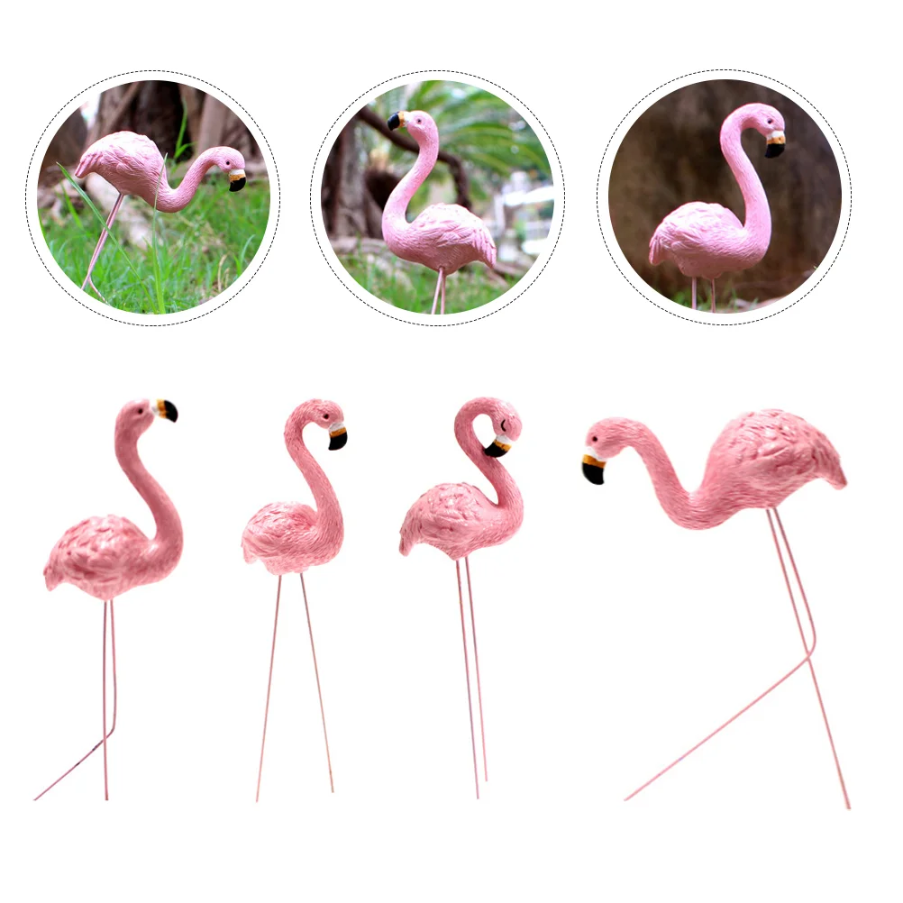 

4 Pcs Flamingo Sculpture Cake Decorations Garden Flamingo Decors Micro Landscape Flamingo Decor Cake Decorating