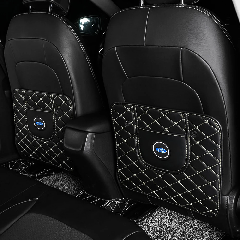 

Leather Car Seat Anti-kick Mat Seat Back Cover Protector For Ford Focus 2 3 4 MK3 Fiesta Mondeo Escape Kuga Mustang Accessories