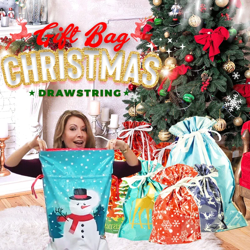 

15 Pcs Navidad Gift Wrapping Drawstring Merry Christmas Santa Claus Gift Bag Large Size Cookies Candy Mistery Box Packaging Bag