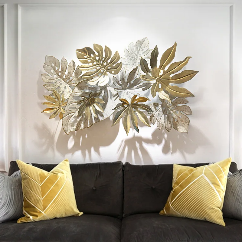 

Simple European Living Room Wall Decoration Three-dimensional Wrought Iron Wall Decoration Made of Old Iron Leaf Pendant