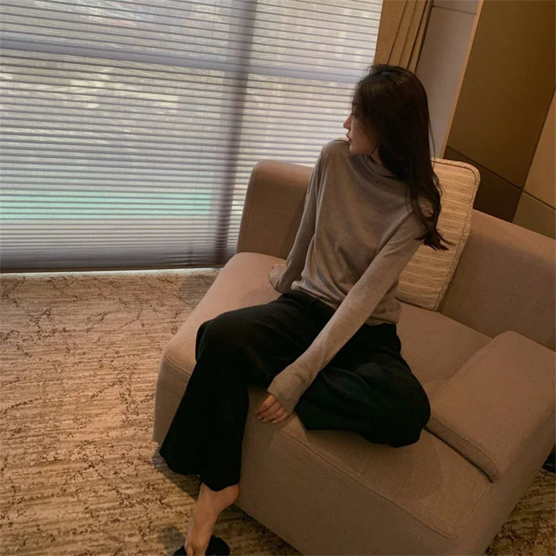 

Горячая Распродажа 2023 Осень Зима Черные Брюки женские новые мягкие удобные трикотажные длинные брюки женские повседневные свободные широкие брюки с эластичным поясом