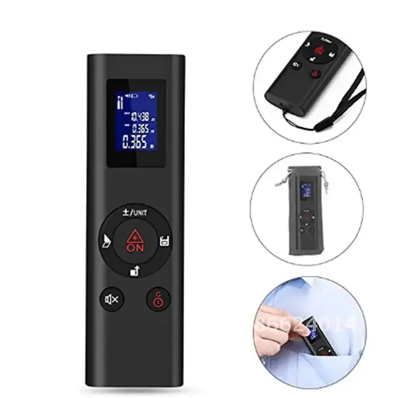 40m Digital Rangefinder Mini USB Charging Rechargeable Handheld Distance Meter for Indoor Design Construction Field