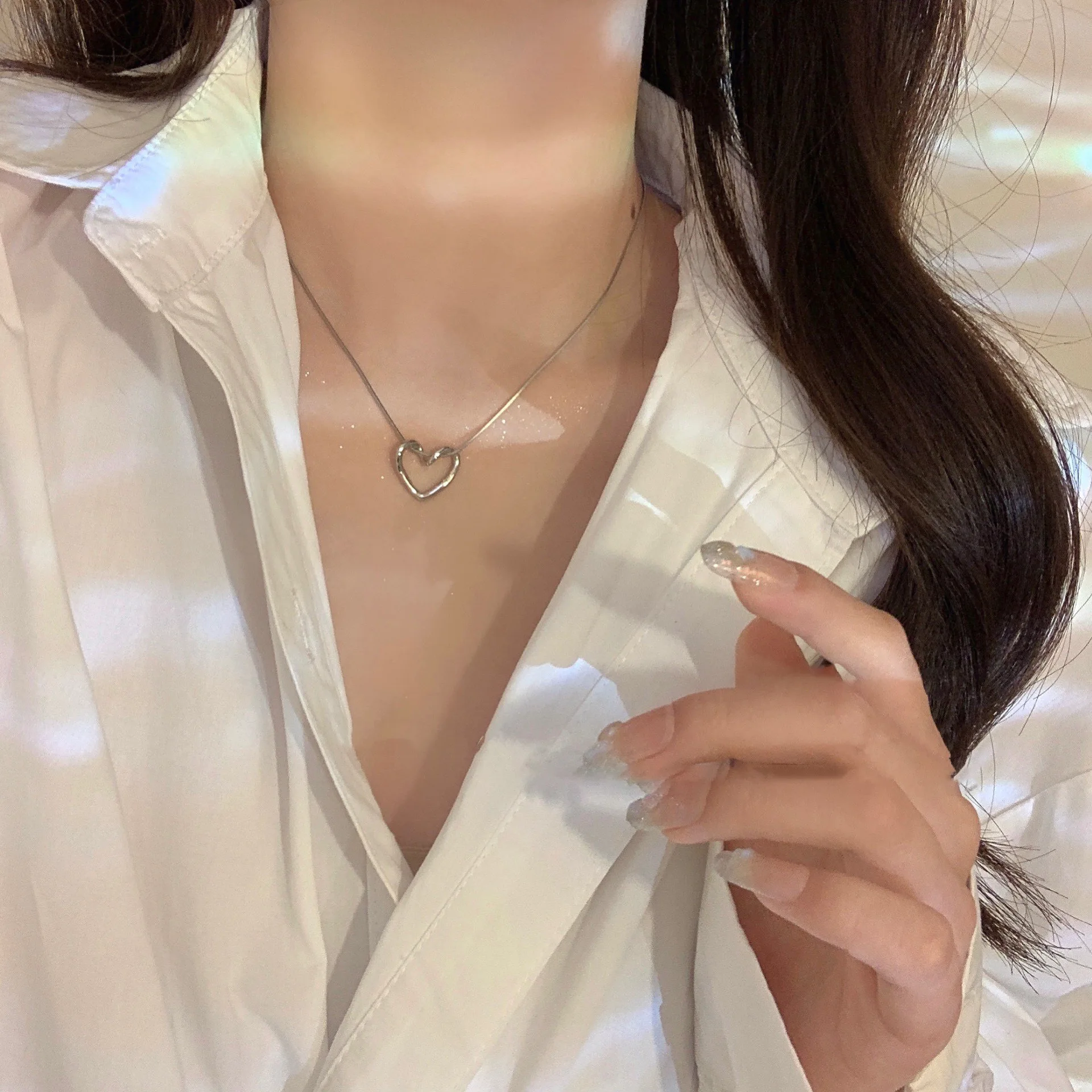 Ожерелье из нержавеющей стали с подвеской в виде сердца