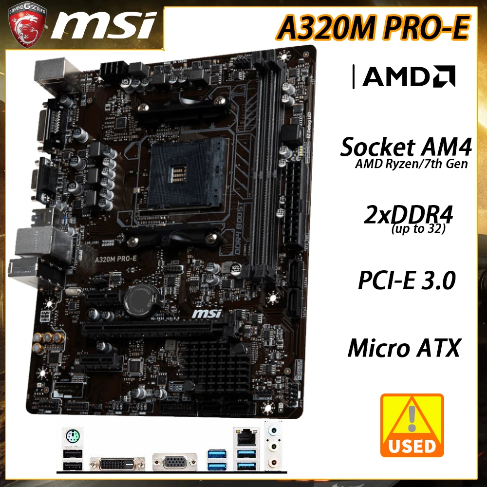 

AM4 Motherbaord MSI A320M PRO-E DDR4 AMD A320 Motherbaord Socket AM4 32GB PCI-E 3.0 USB3.1Micro ATX For RYZEN 3 3200GE cpus