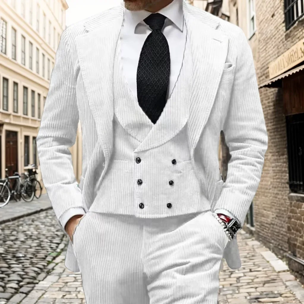 Формальный мужской костюм вельветовый комплект из трех предметов пиджак жилет и