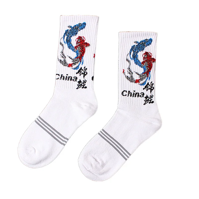 Men Socks Set 6 Pairs Cotton Socks High Quality National Style Socks Funny Printed Socks Sports Harajuku Long Socks Women Hose