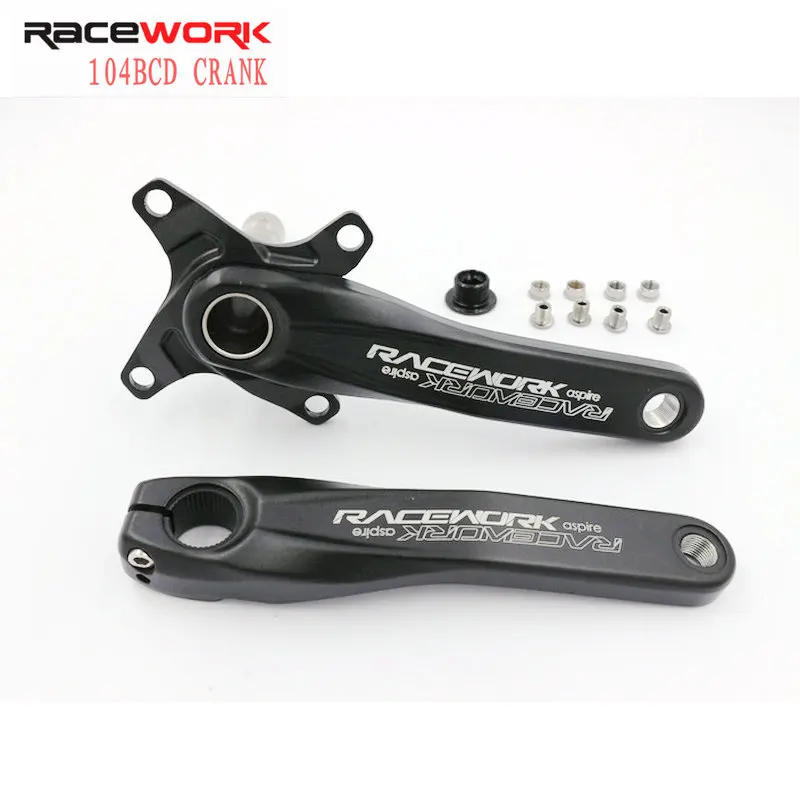 RACEWORK Bicycle Crankset 104BCD MTB Bike Crank Chainring Bike 170mm Black Round 32T 34T 36T 38T Aluminum Alloy with Bottom