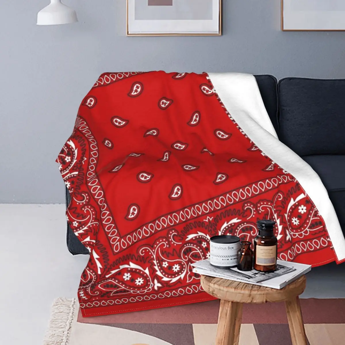 

Bandana - Red Blanket Flannel Multi-function Throw Blankets Sofa Throw Blanket For Couch Bedding Office Throws Bedspread Quilt