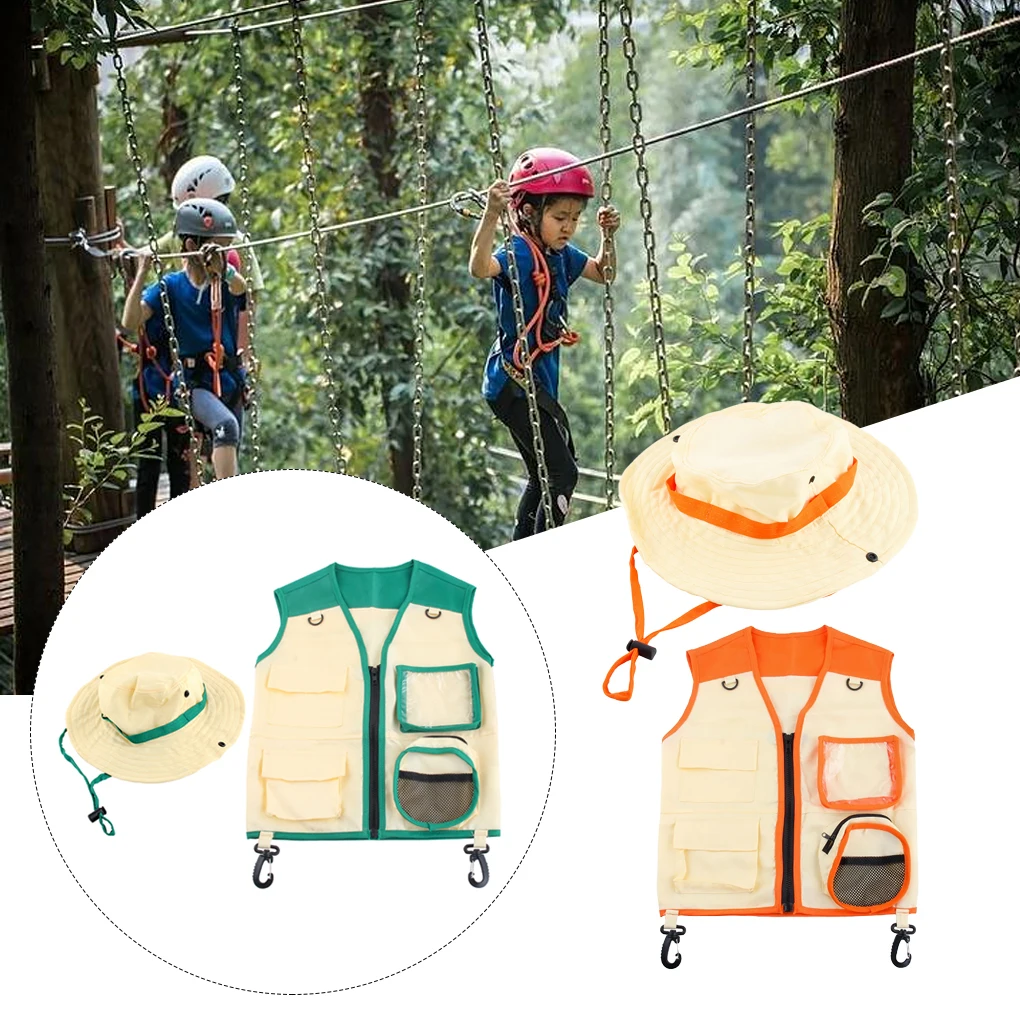 

Outdoor Adventure Kit for Kid Cargo Vest&Hat Explorer Costume Cargo Vest and Hat Set Backyard Explorer Costume2023