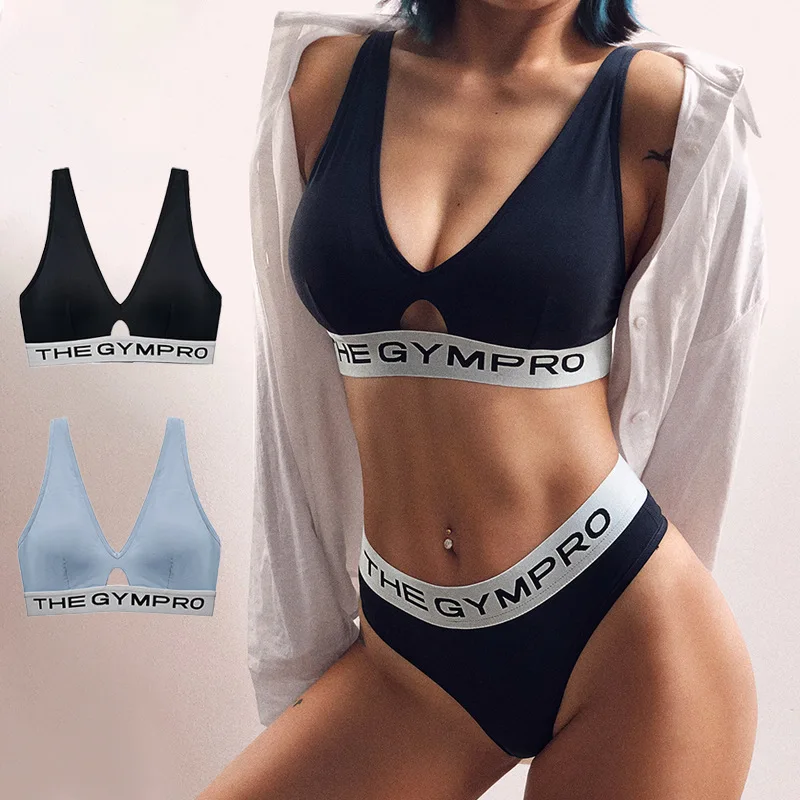 New Fashion Thin No Steel Ring Sexy Bra Letter Wide Brim Simple and Comfortable Women's Sports Underwear Women Push up Bra