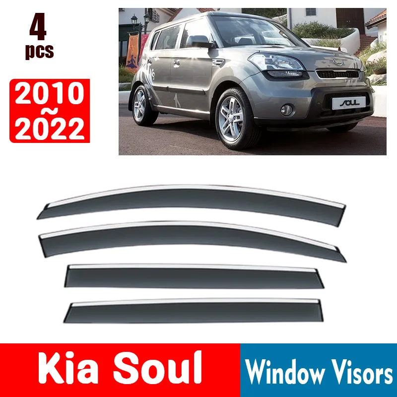 FOR Kia Soul 2010-2022 Window Visors Rain Guard Windows Rain Cover Deflector Awning Shield Vent Guard Shade Cover Trim