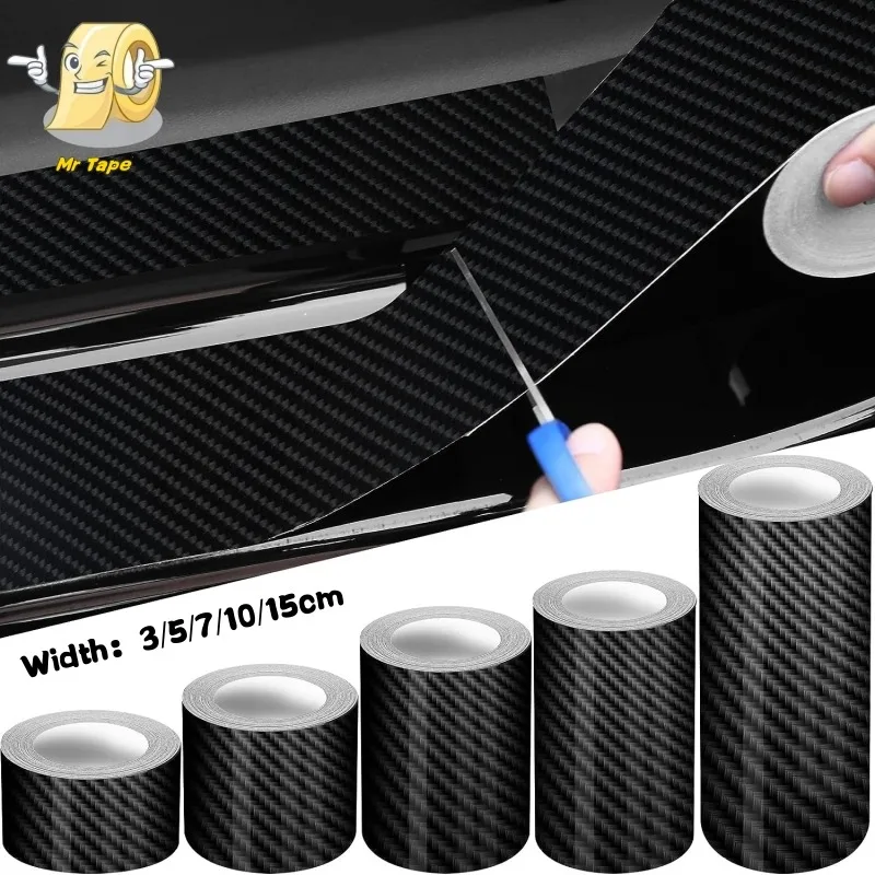 

3D Nano Carbon Fiber Car Sticker DIY Film Paste Protection Strip Auto Door Sill Side Mirror Anti Scratch Tape Bumper Protector