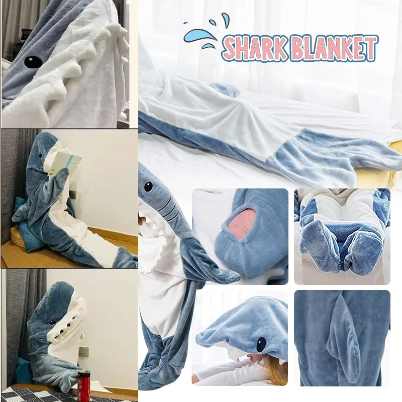 

Одеяло в виде акулы, мультяшный спальный мешок, пижама, офисный спальный мешок, Каракал, мягкая и уютная высококачественная ткань, Русалка, шаль, одеяло для детей и взрослых