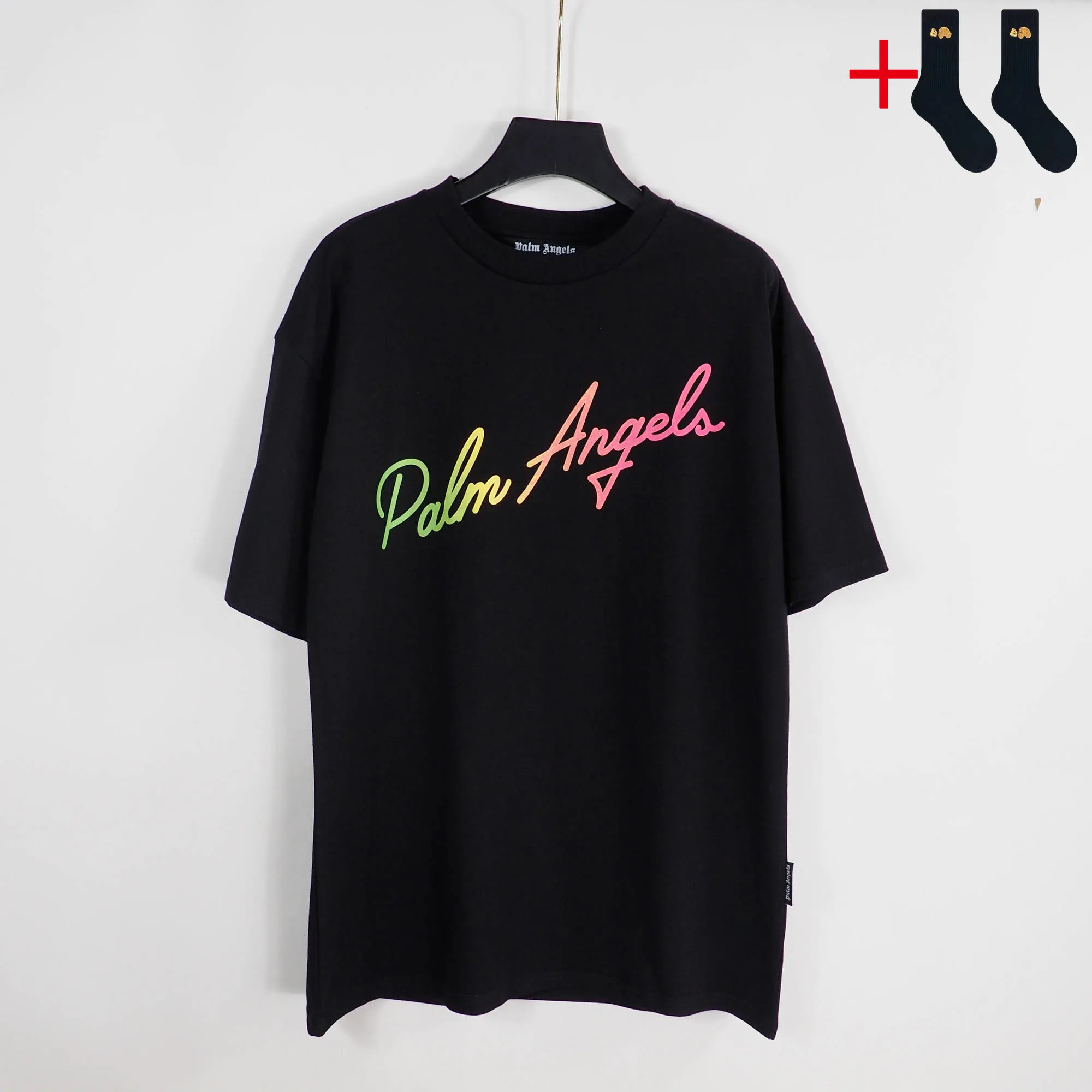 

Palm Angels 22SS Men and Women Couples Letter Print Fashion Casual Cotton Short Sleeve T-Shirt Men Women T-Shirt Boyfriend Gift