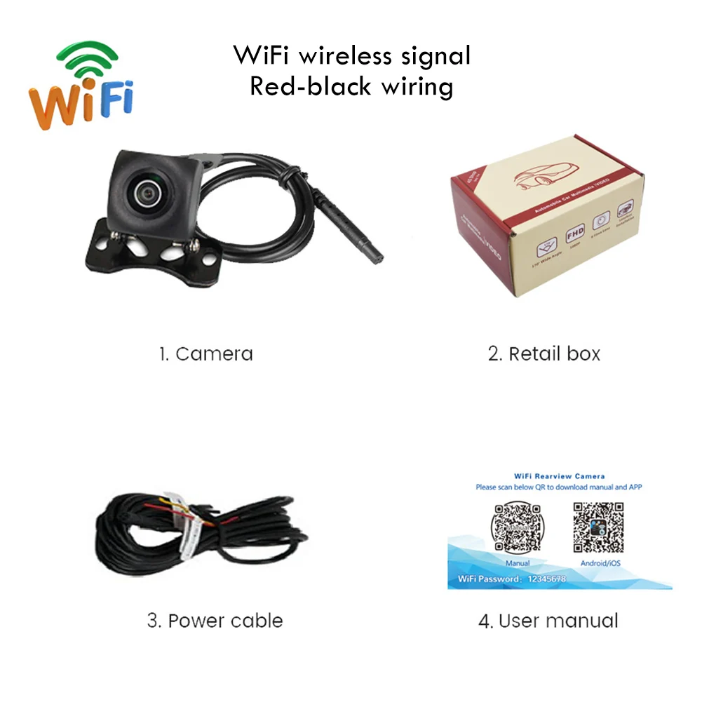 

1080P Беспроводная автомобильная камера заднего вида 170 градусов HD ночного видения Wi-Fi камера заднего вида Автомобильная водонепроницаемая видеорегистратор Автоаксессуары