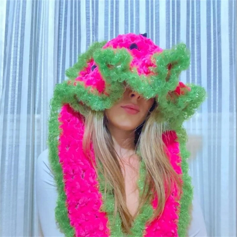 

Fun Watermelon Hat Halloween Party Holiday Hat Women Winter Knitted Hats