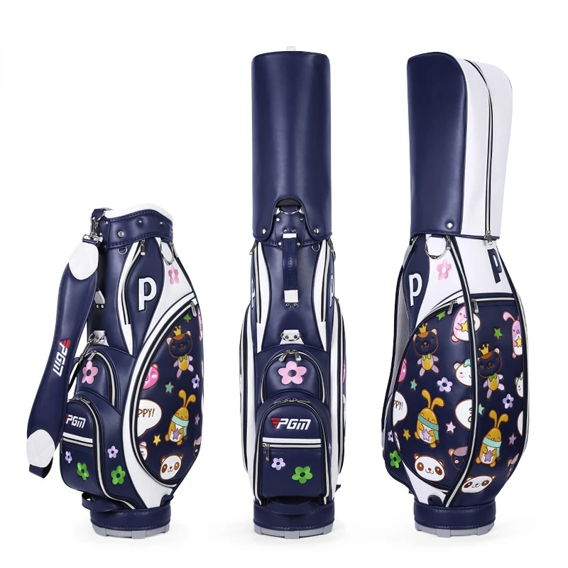 PGM Golf Women Standard Bag Lady Waterproof Microfiber TPU Real Leather Can Hold 13-14pcs Clubs Fashion Cute 3D Embroidery QB104