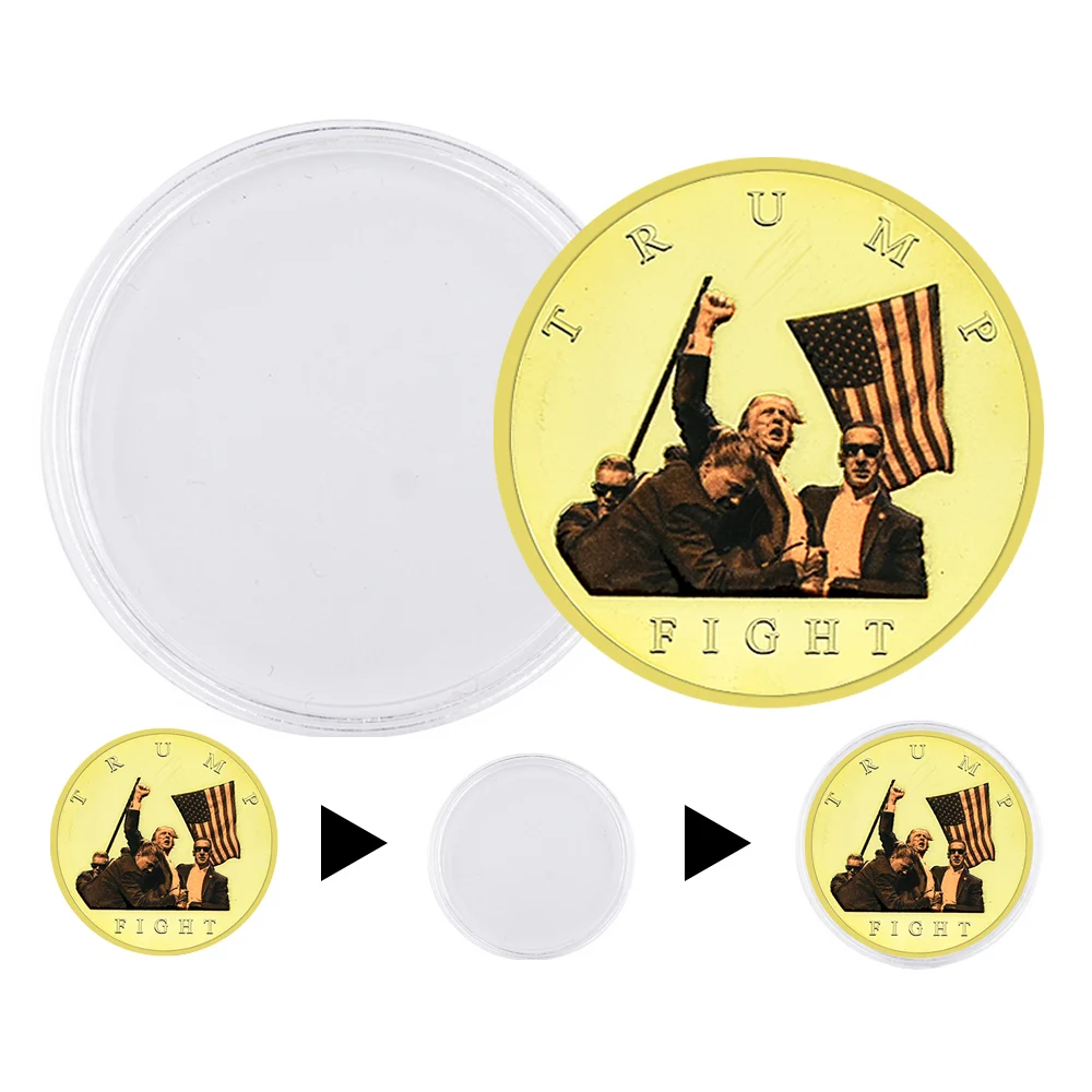 Позолоченная монета с изображением Дональда Трампа
